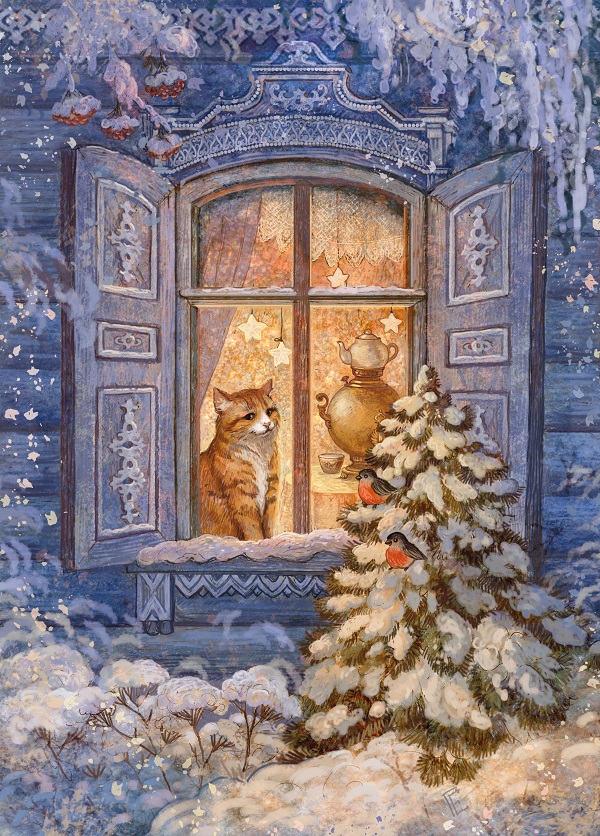 Открытка №3. Автор: Галина Егоренкова зимняя кошка1.jpg